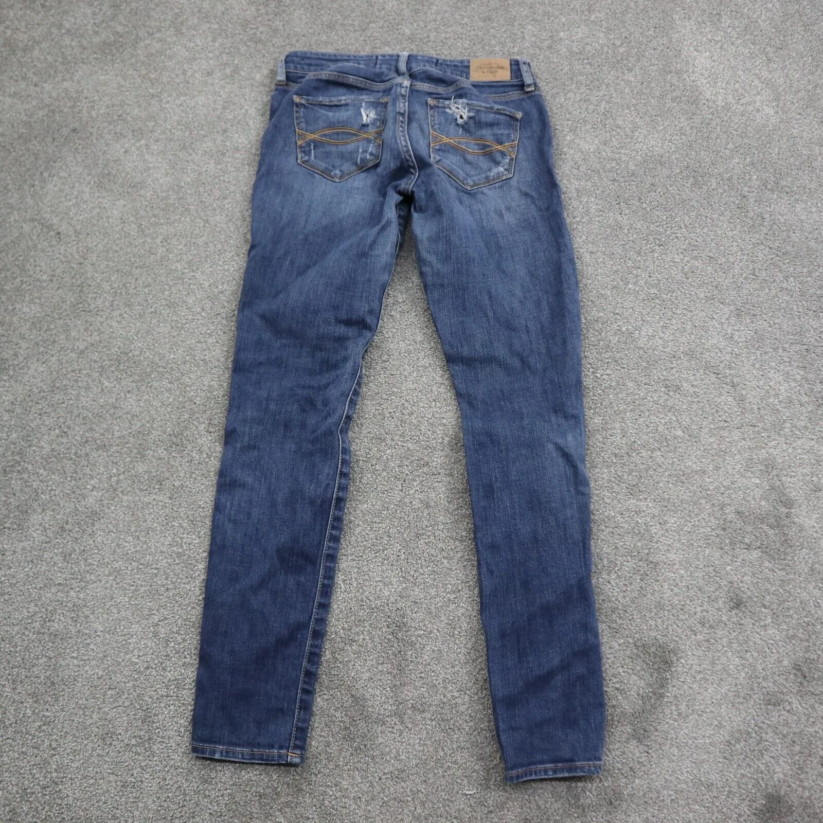 Abercrombie & Fitch Mens Straight Leg Jeans Mid Rise Distressed Blue SZ W25XL29