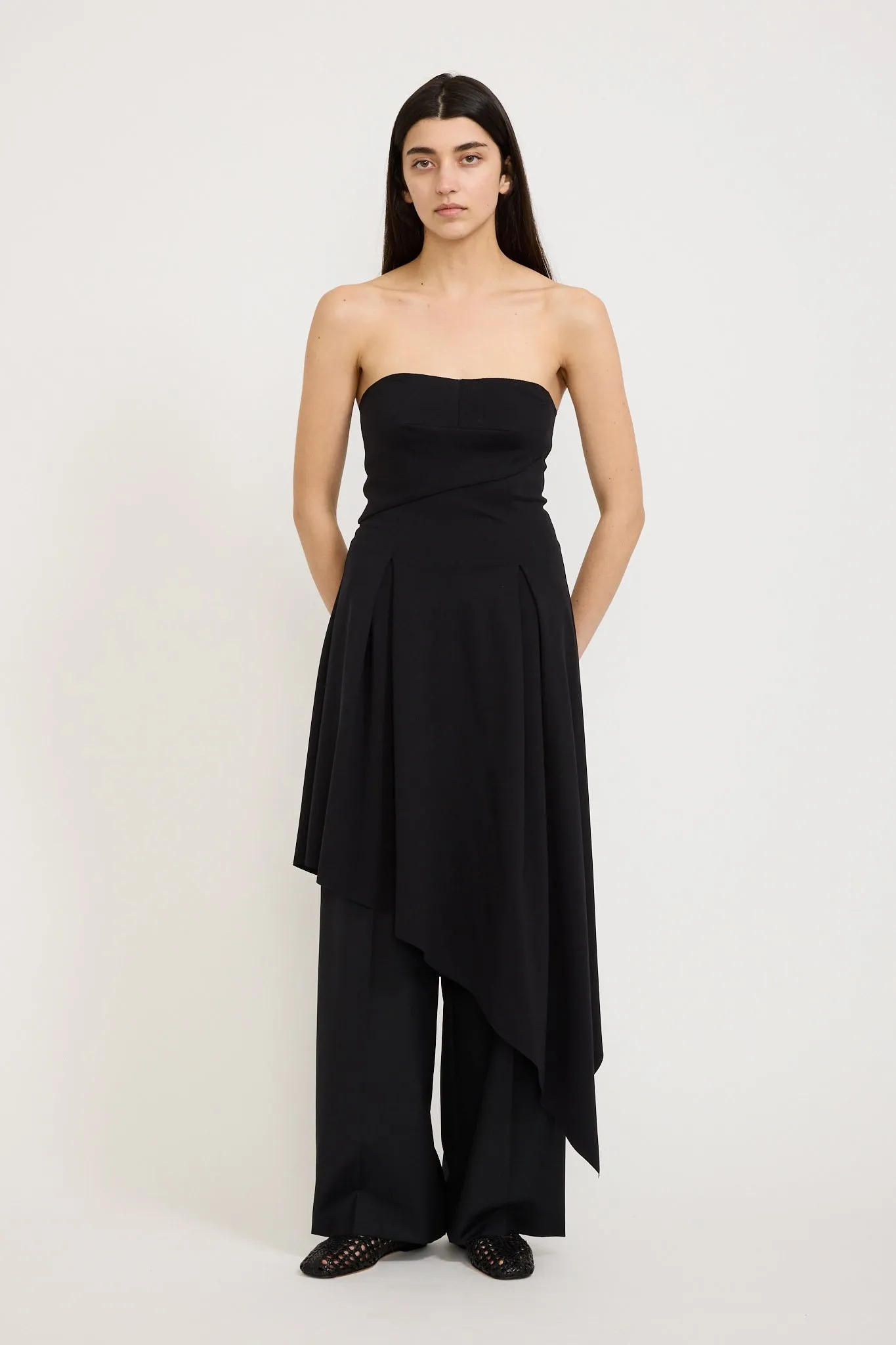 Asymmetric Strapless Dress Black