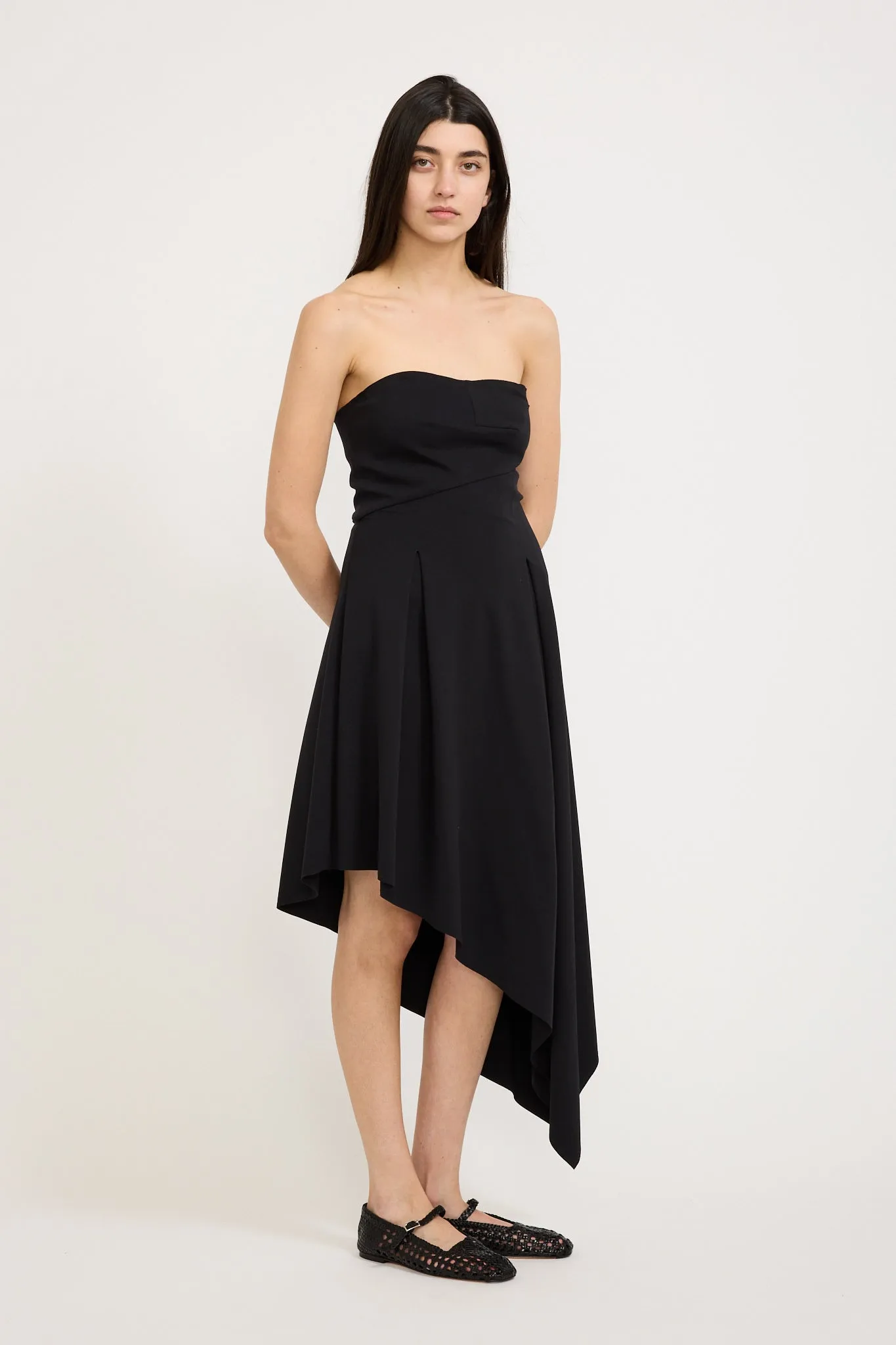 Asymmetric Strapless Dress Black