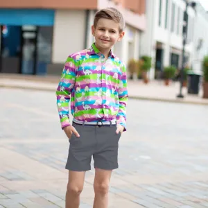 Autumn Breeze- Charcoal Grey Cotton Shorts for Boys