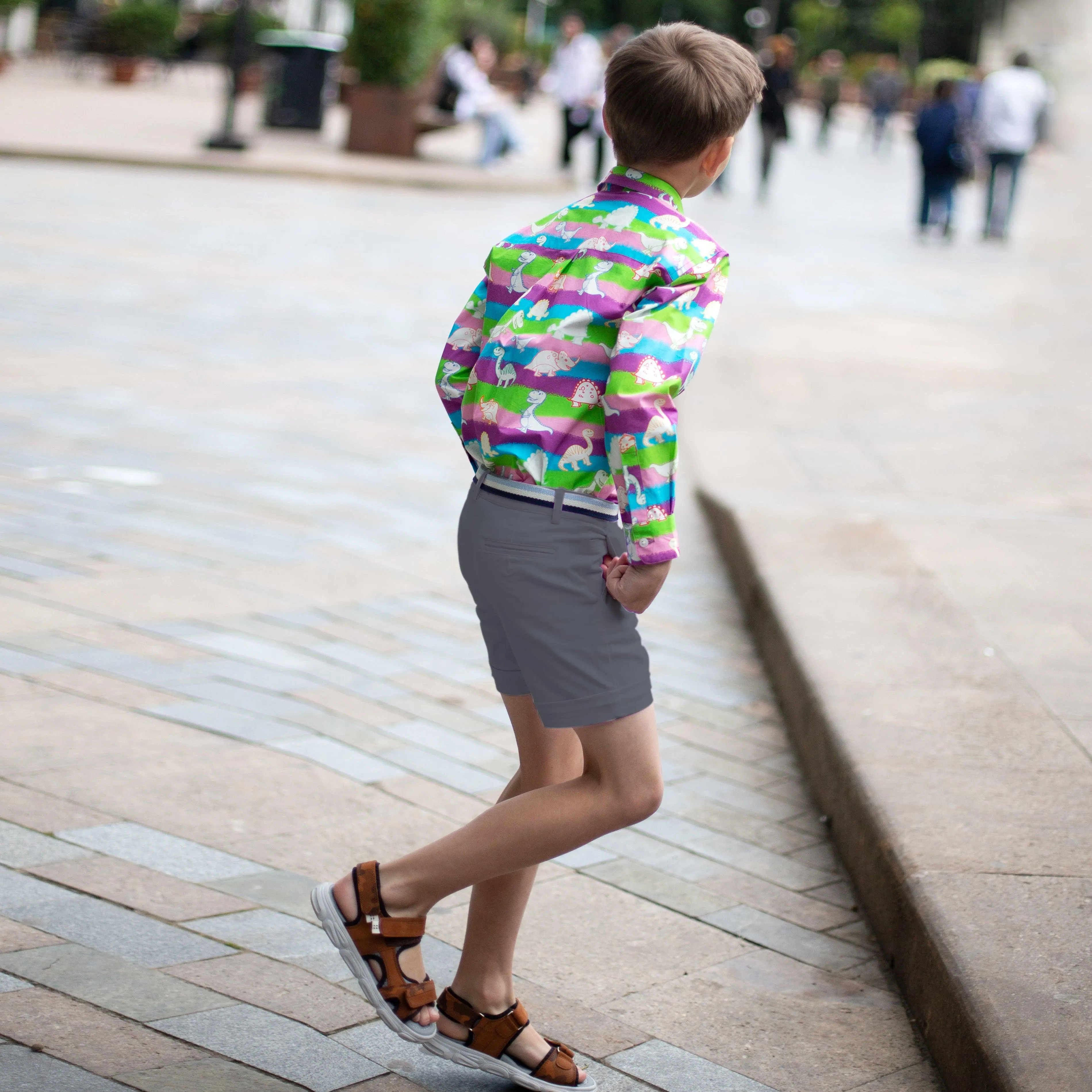 Autumn Breeze- Charcoal Grey Cotton Shorts for Boys