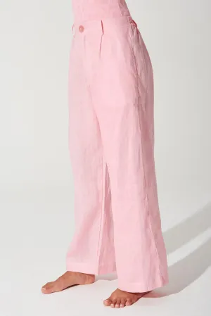 Belle Linen Pant - Powder Pink