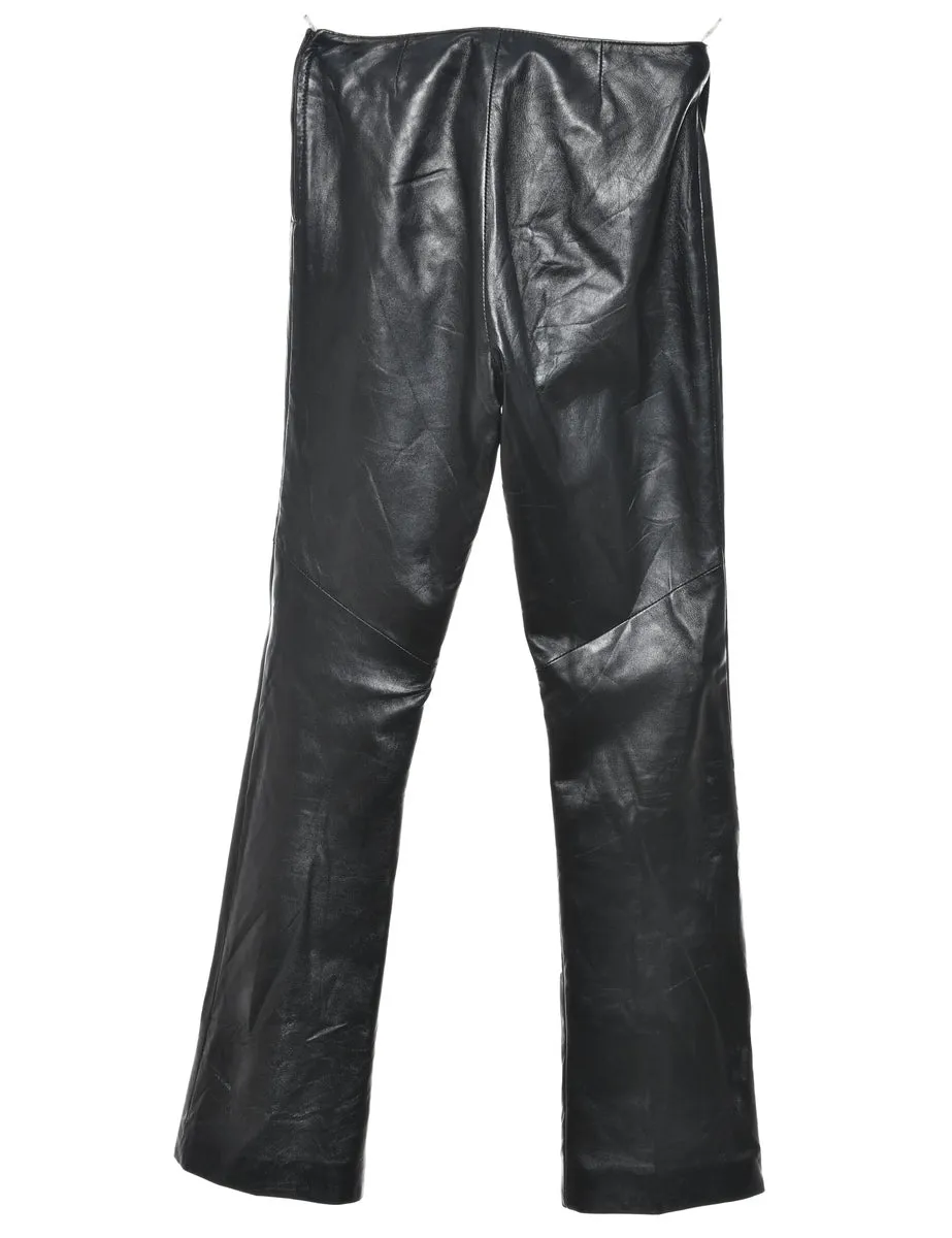 Black Classic Faux Leather Trousers - W26 L30