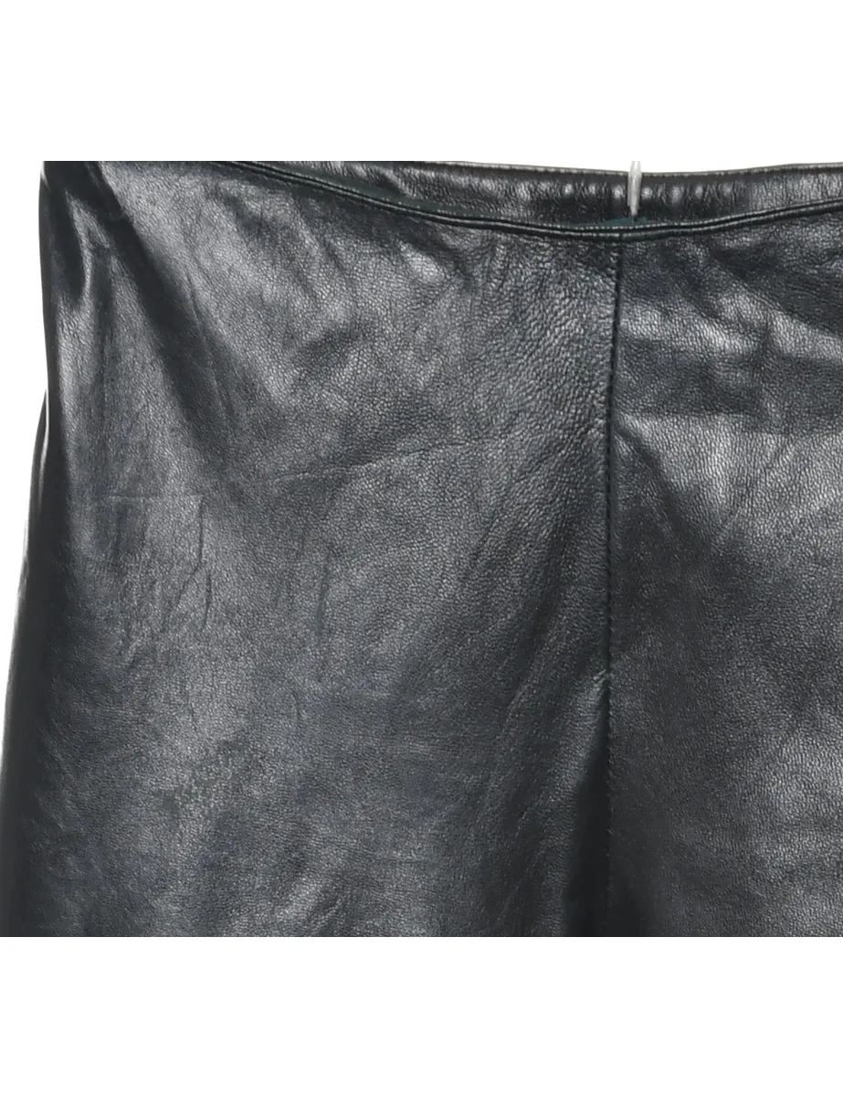 Black Classic Faux Leather Trousers - W26 L30