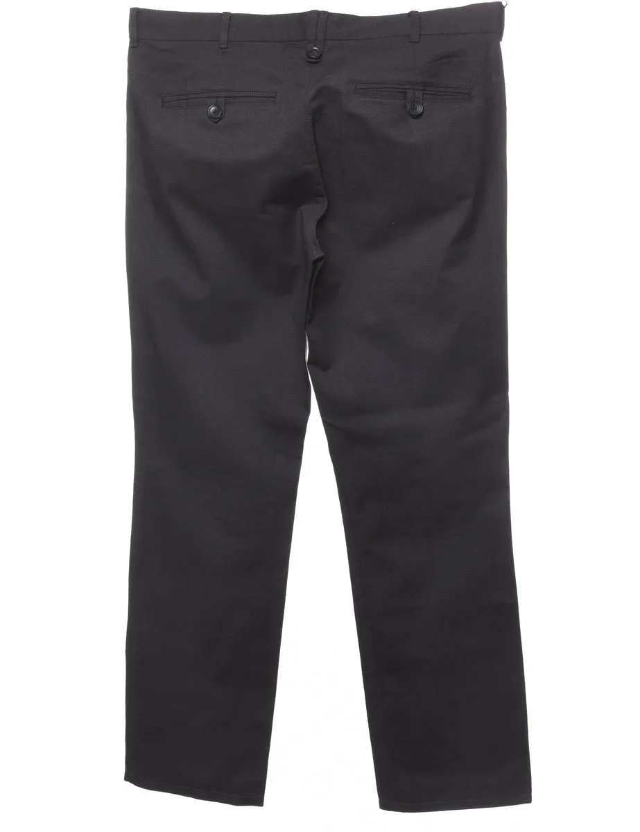 Black Classic Straight-Fit Trousers - W34 L28