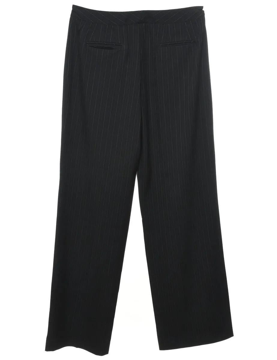 Black Classic Striped Trousers - W32 L34