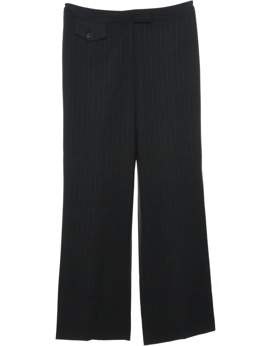 Black Classic Striped Trousers - W32 L34