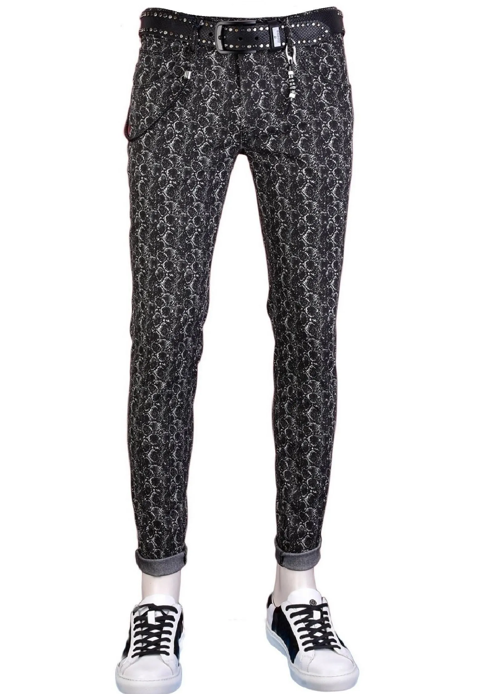 Black White Snake Print Pants