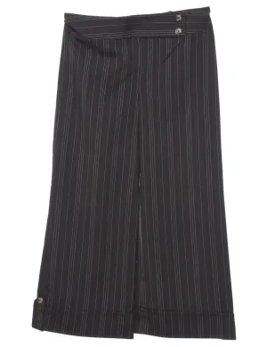 Black Wide-Leg Y2K Pinstriped Classic Trousers - W30 L25