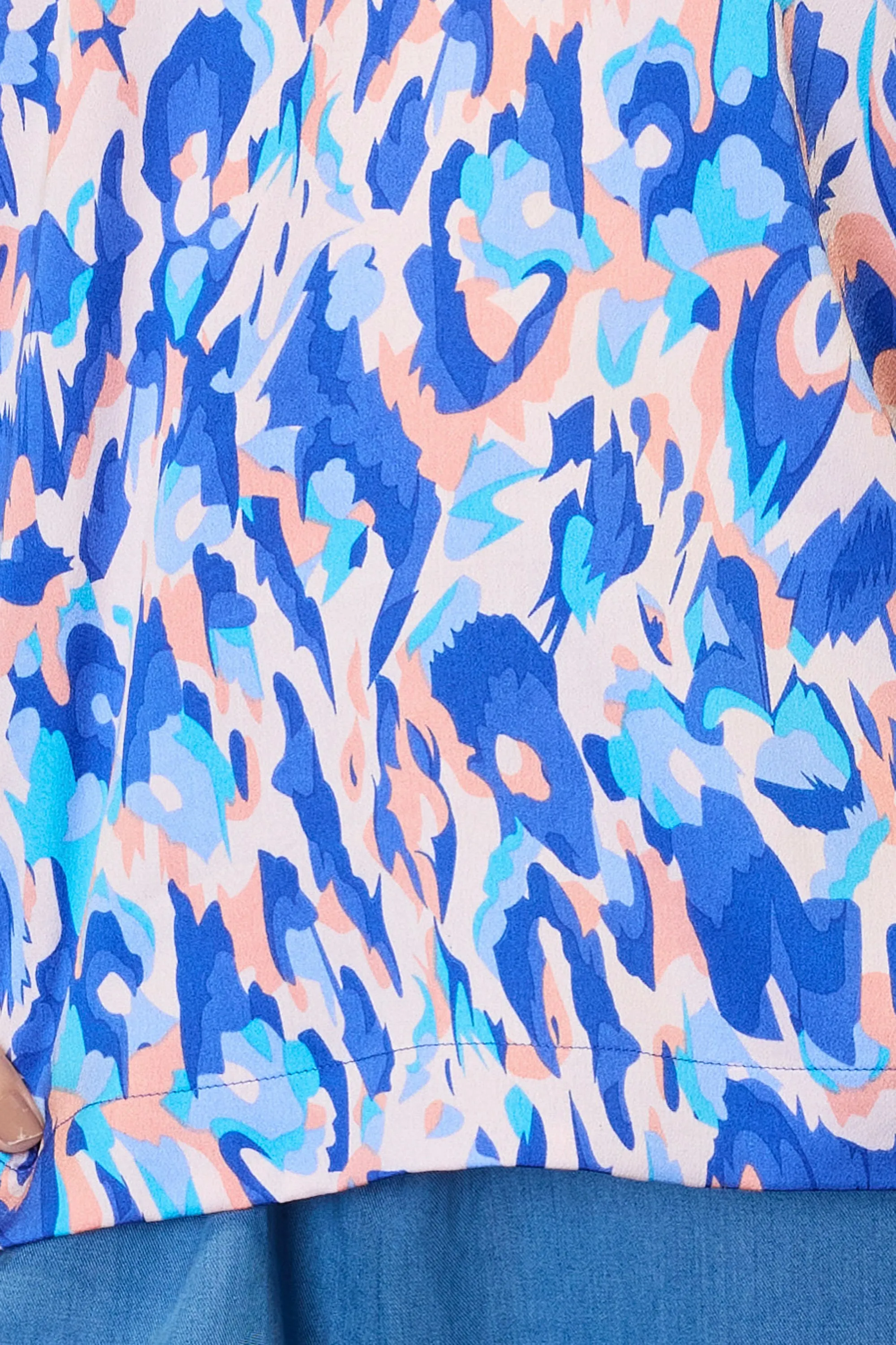 Blue Abstract Print Top