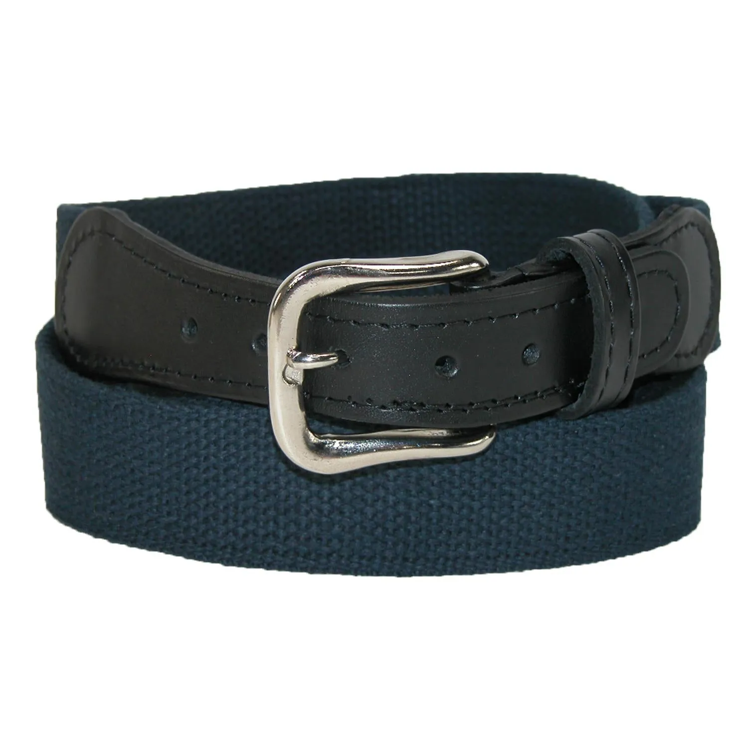 Boston Leather Men's Big & Tall Cotton Web Belt with Leather Tabs