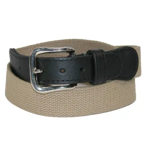 Boston Leather Men's Big & Tall Cotton Web Belt with Leather Tabs