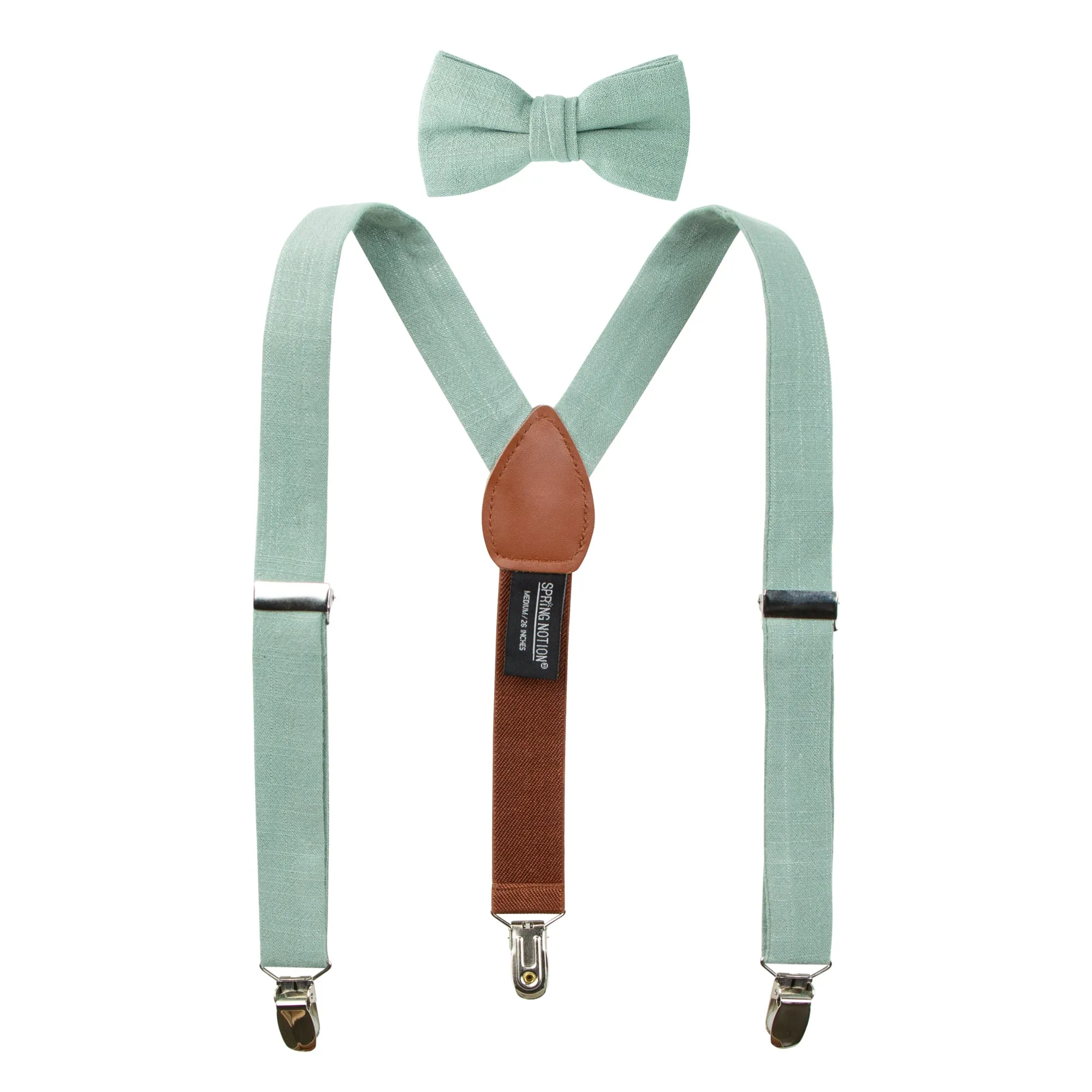 Boys' 4 Piece Suspenders Outfit, Tan-C/Linen Sage