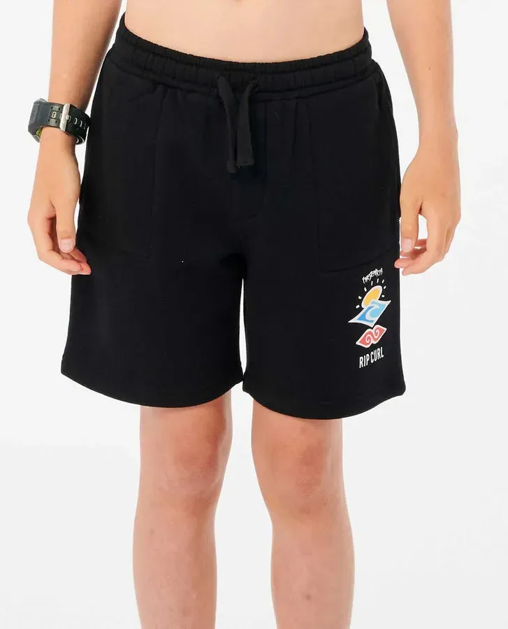 Boys Search Icon Fleece Shorts in Black