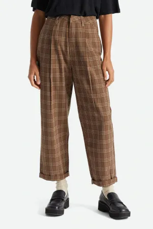 Brixton Victory Trouser Pant, Washed Brown Plaid