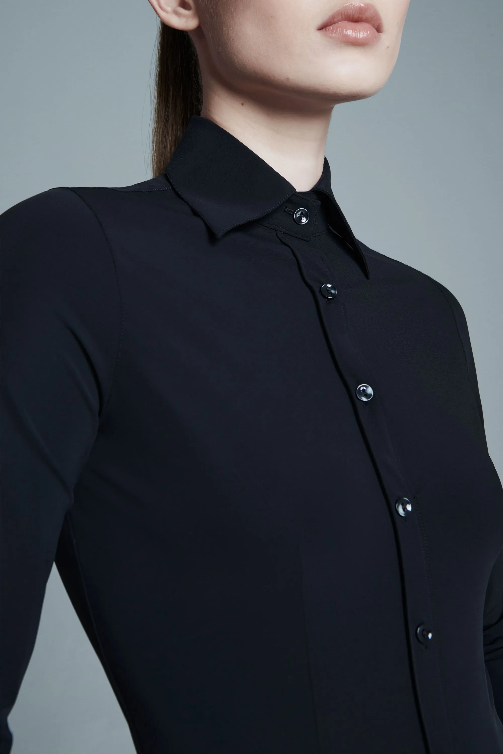 Button-up | Travel Jersey Shirt | Ayaka | Deep Black