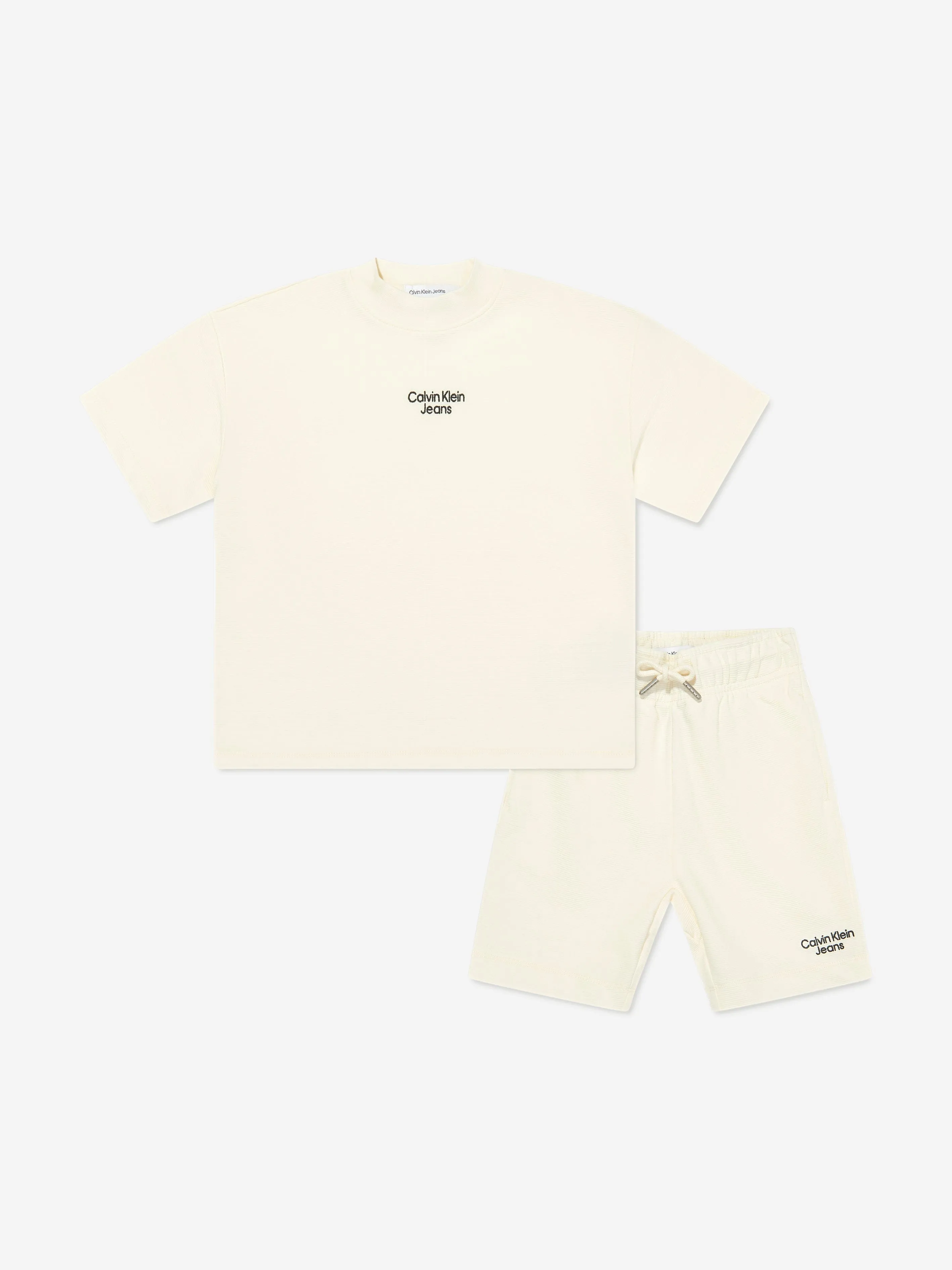 Calvin Klein Boys Ottoman Relaxed Shorts Set in Beige