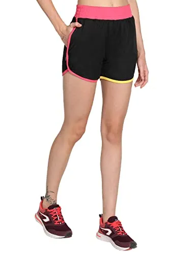 CHKOKKO Sports Workout Gym Training Shorts for Women BlackMulti L