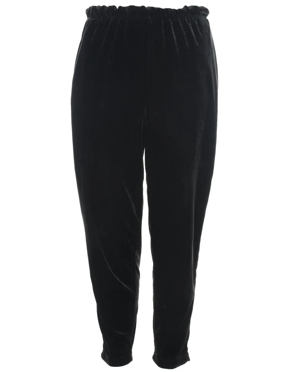 Classic Velvet Fabric Black Trousers - W26 L28