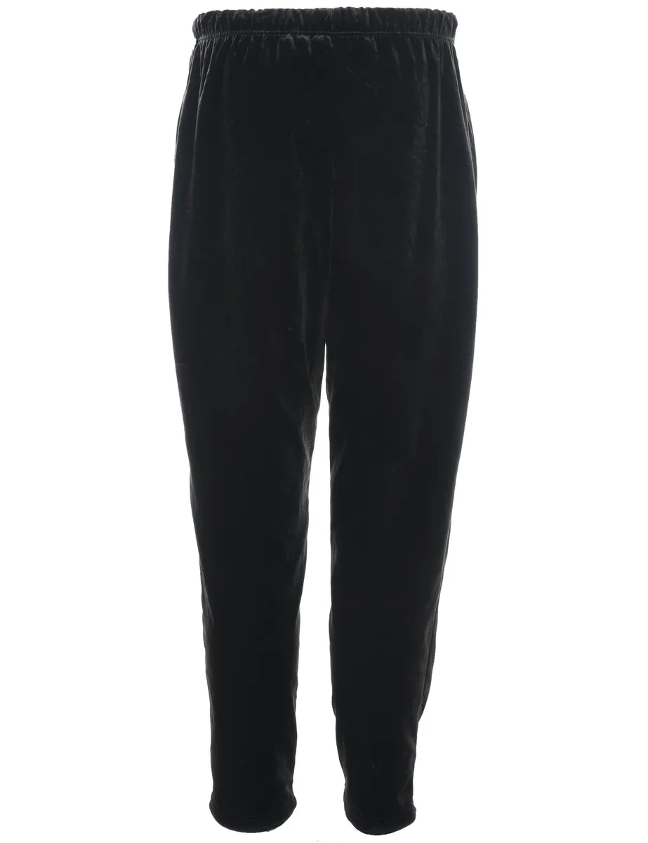 Classic Velvet Fabric Black Trousers - W26 L28