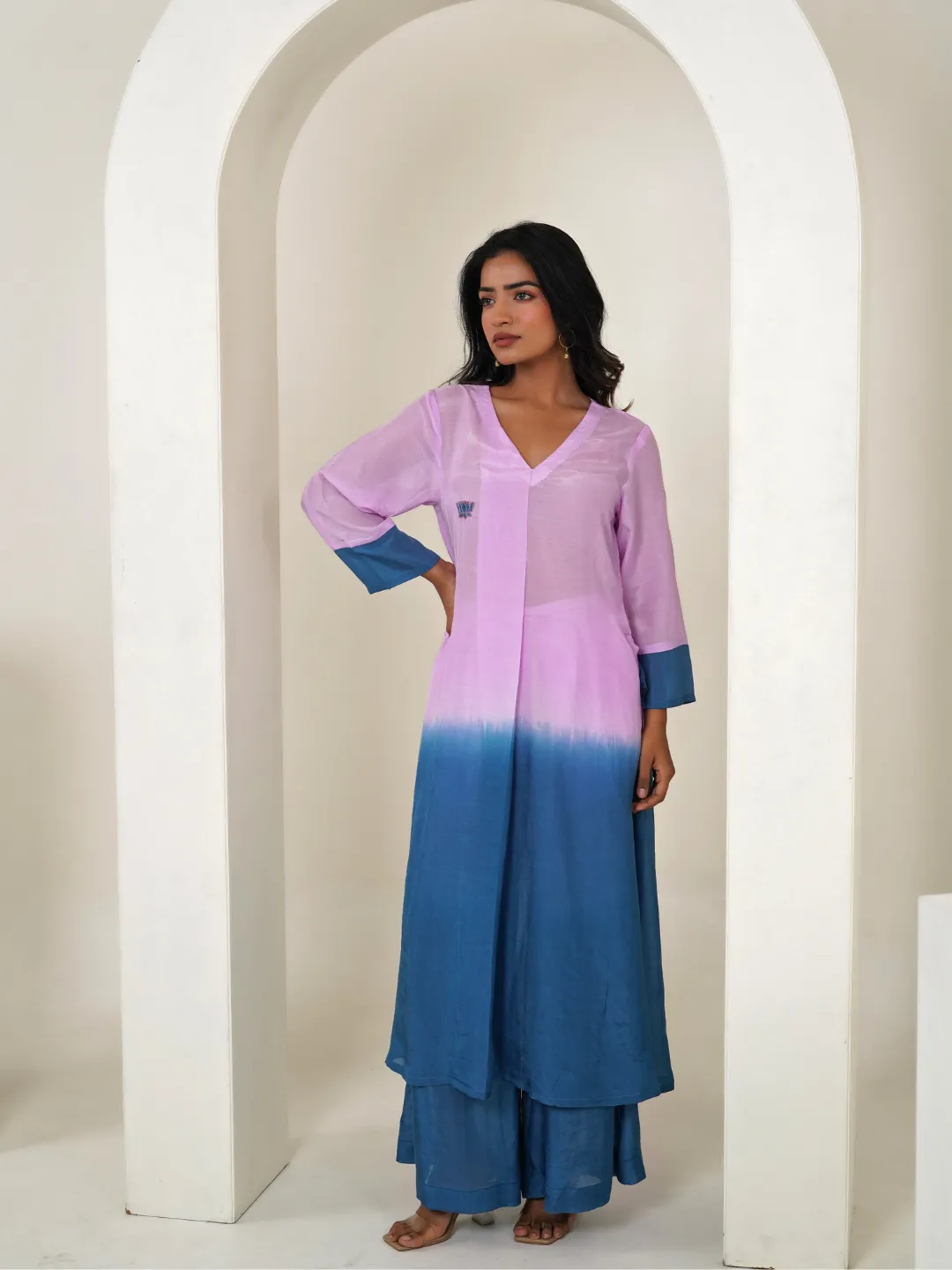 Cobalt Lavender Cotton Voile 2-Piece Kurta Set