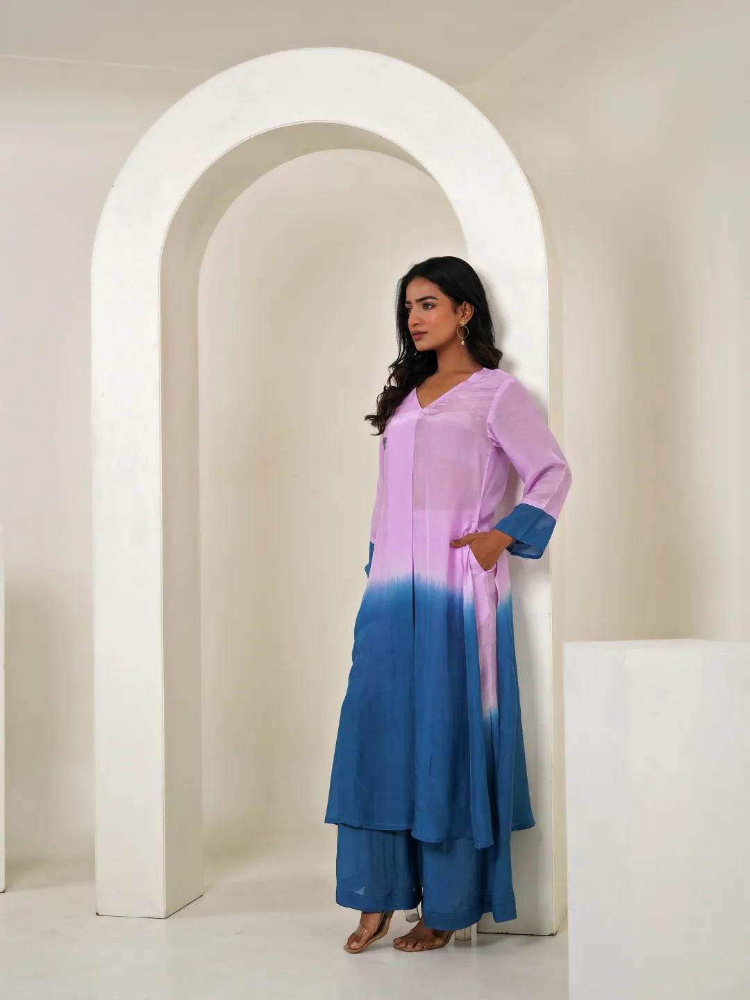 Cobalt Lavender Cotton Voile 2-Piece Kurta Set