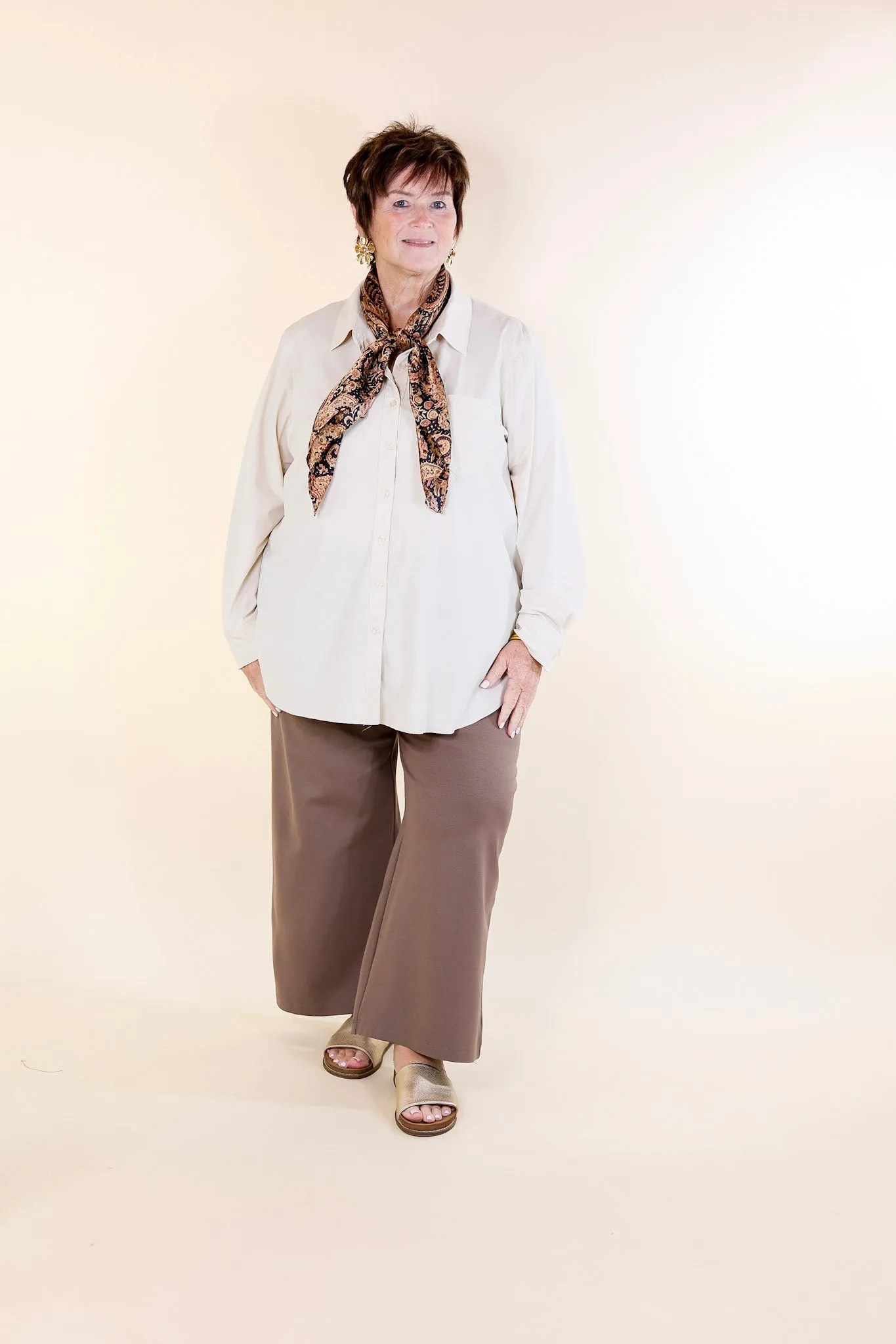 Confident Stride Cropped Wide Leg Pant in Dark Mocha Brown