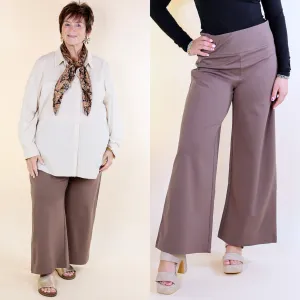 Confident Stride Cropped Wide Leg Pant in Dark Mocha Brown