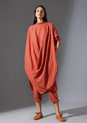 Cotton Cowl Dress-Rust