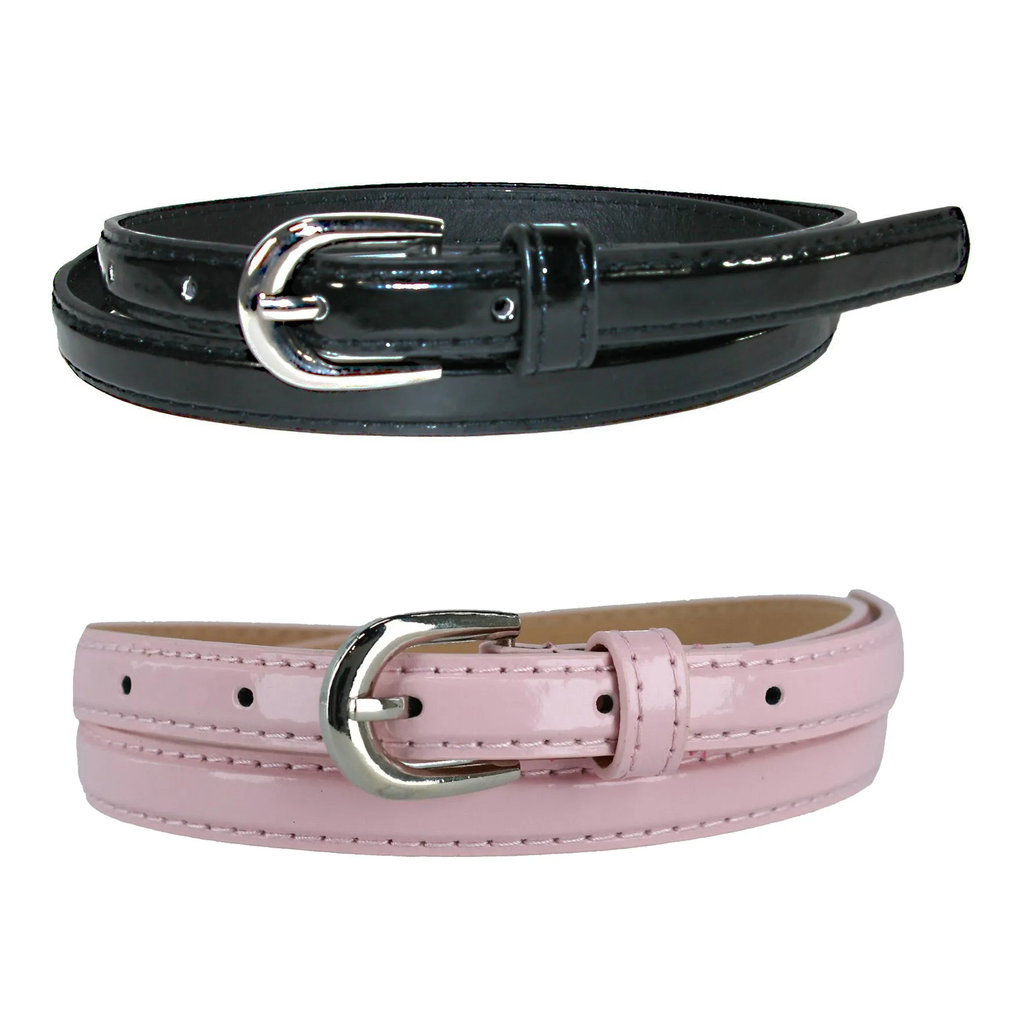 CTM® Women's Skinny Dress Belt (Pack of 2 Colors)