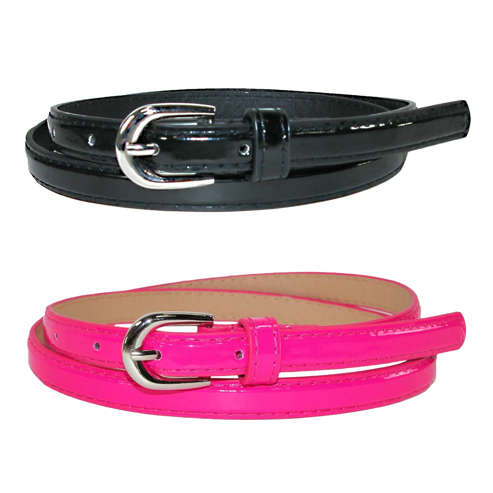 CTM® Women's Skinny Dress Belt (Pack of 2 Colors)