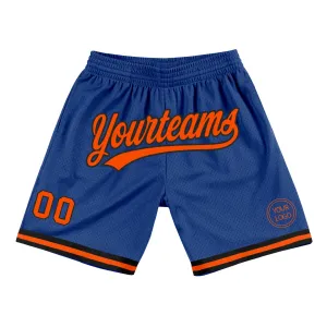 Custom Royal Orange-Black Authentic Throwback Basketball Shorts