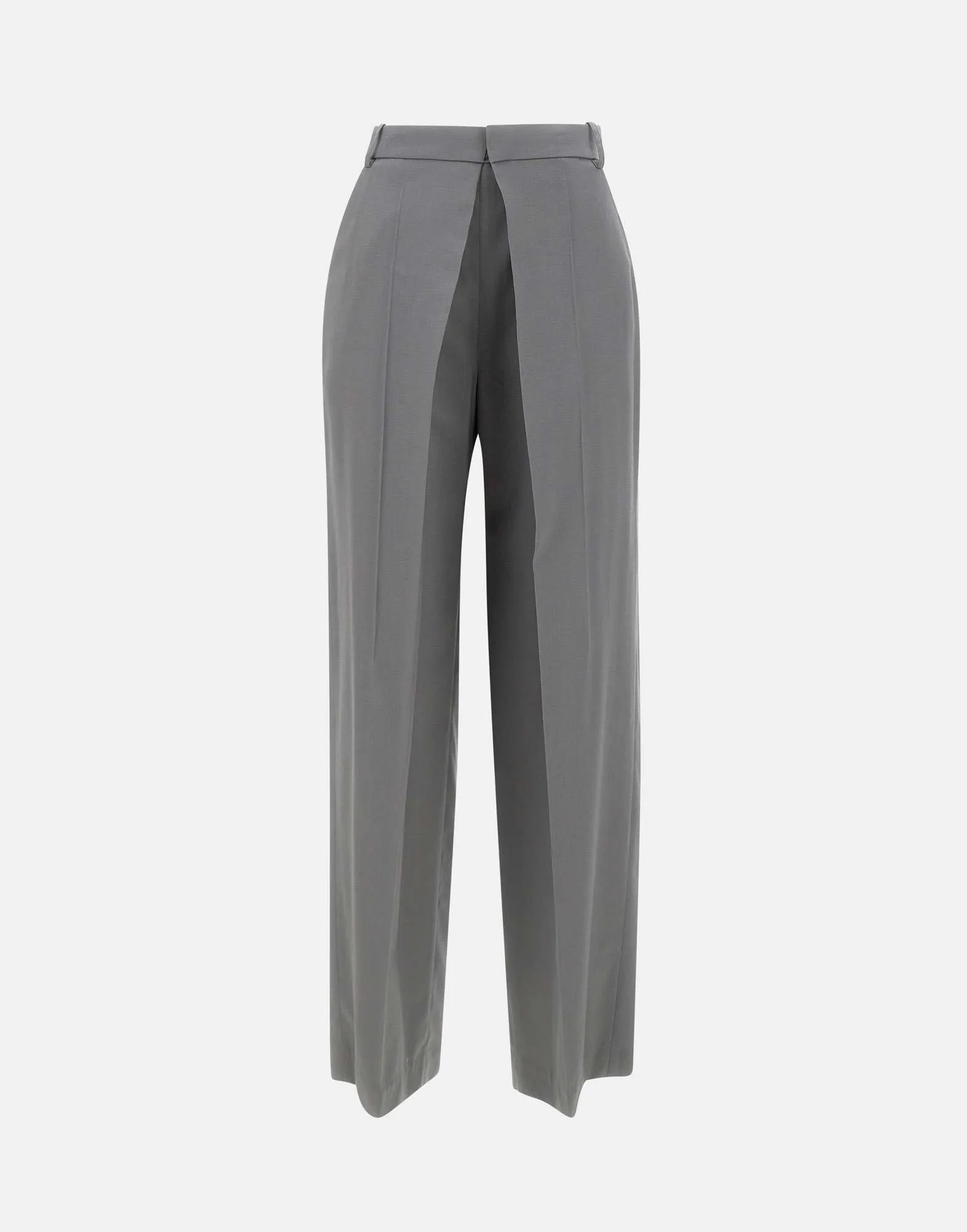 Deep Tuck Grey Wool Trousers