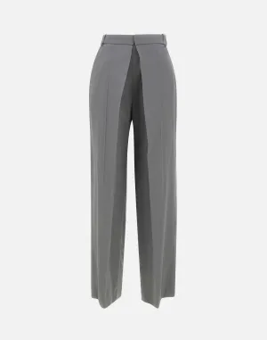 Deep Tuck Grey Wool Trousers