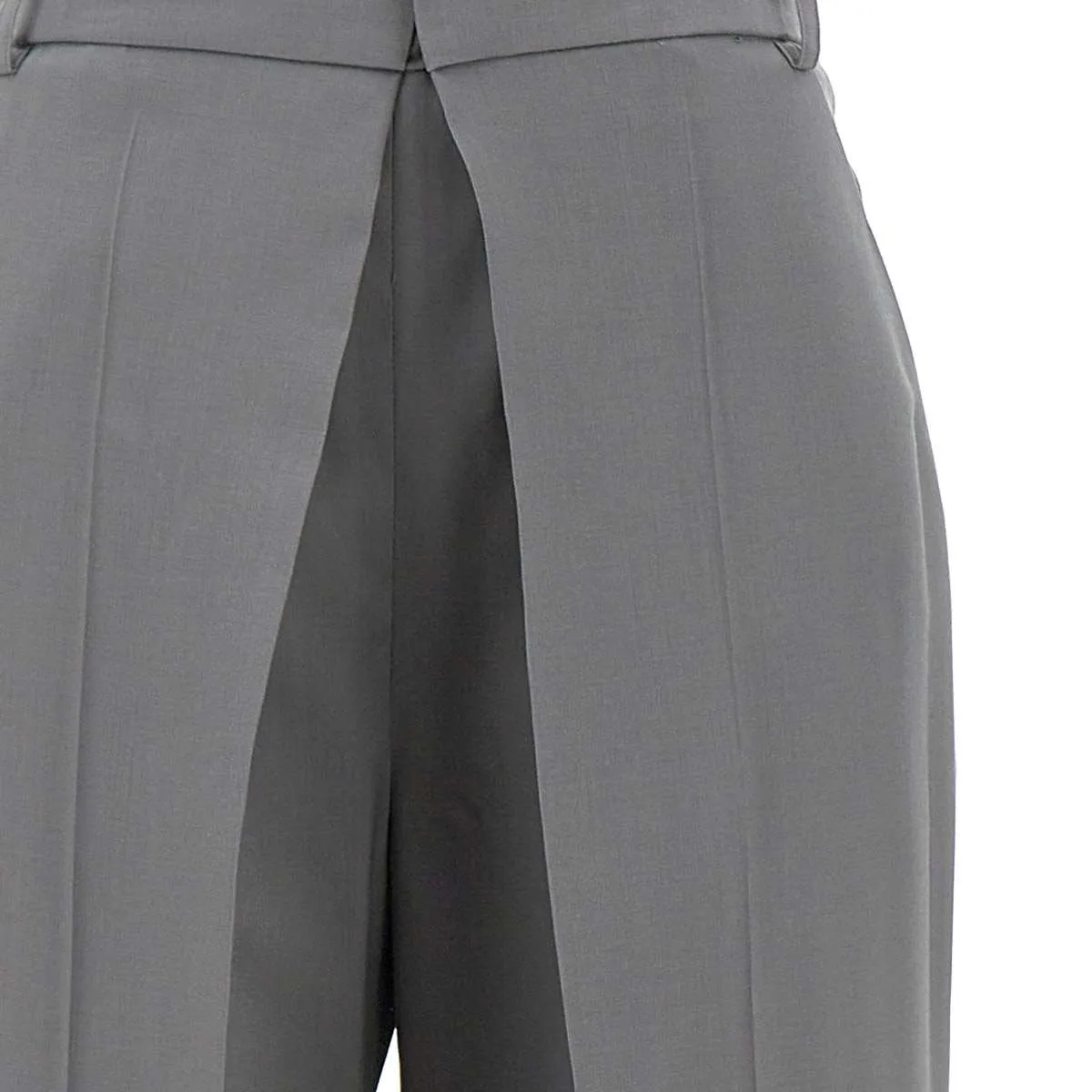 Deep Tuck Grey Wool Trousers