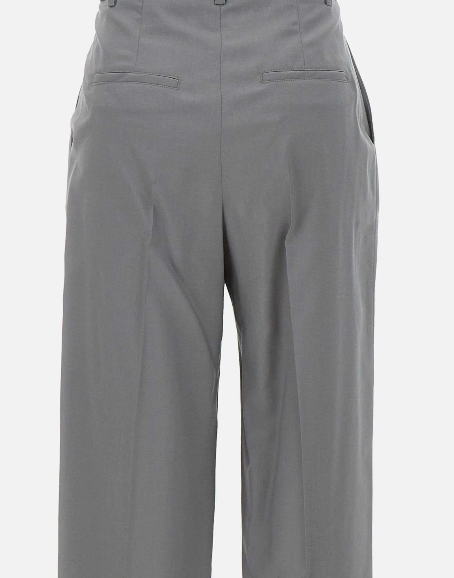 Deep Tuck Grey Wool Trousers