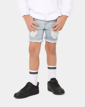 EN ES Kid's Versatile Ripped Denim Shorts Light Blue Denim