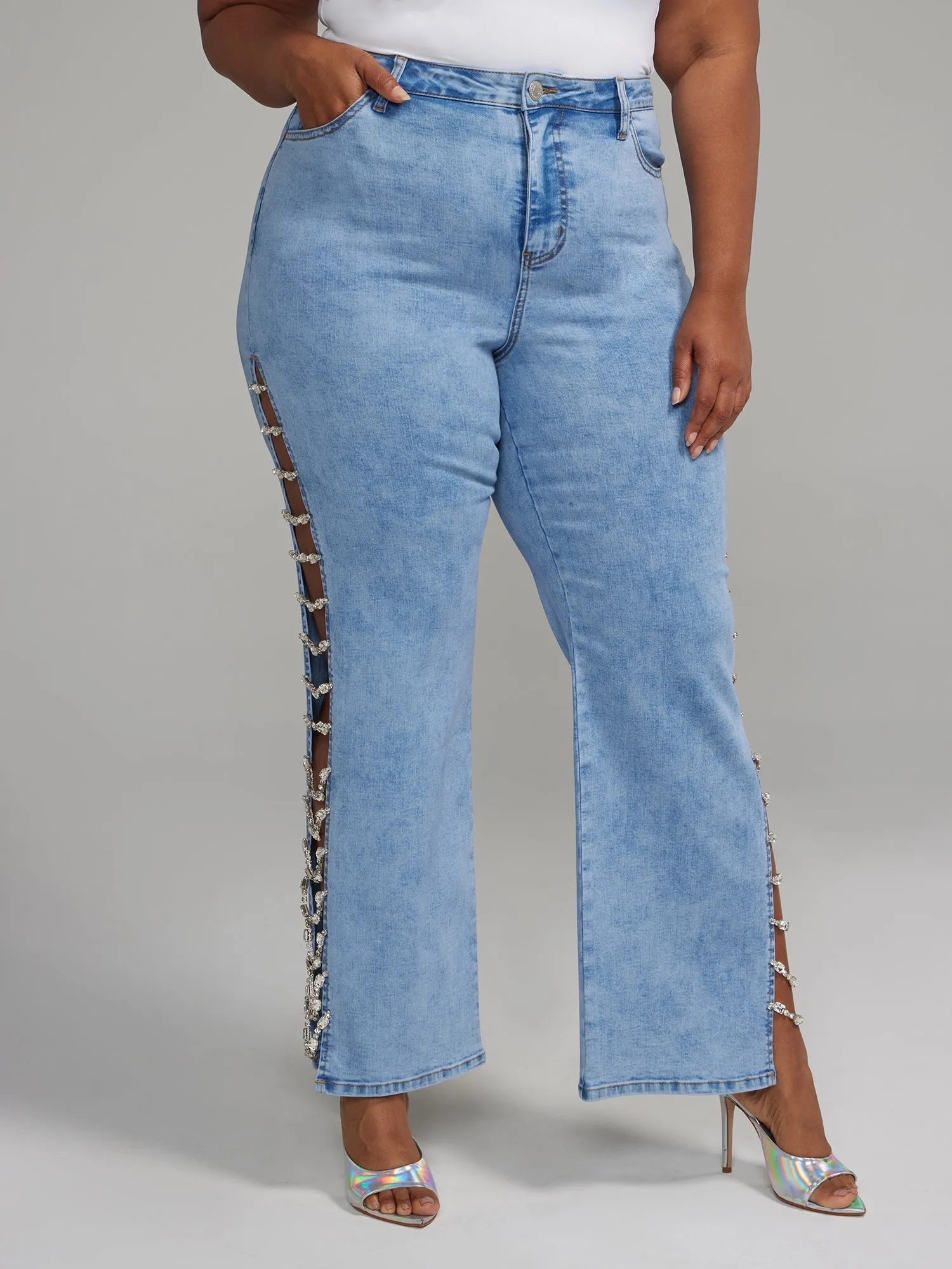 Fashion To Figure - Side Chain Detail Straight Leg Jeans