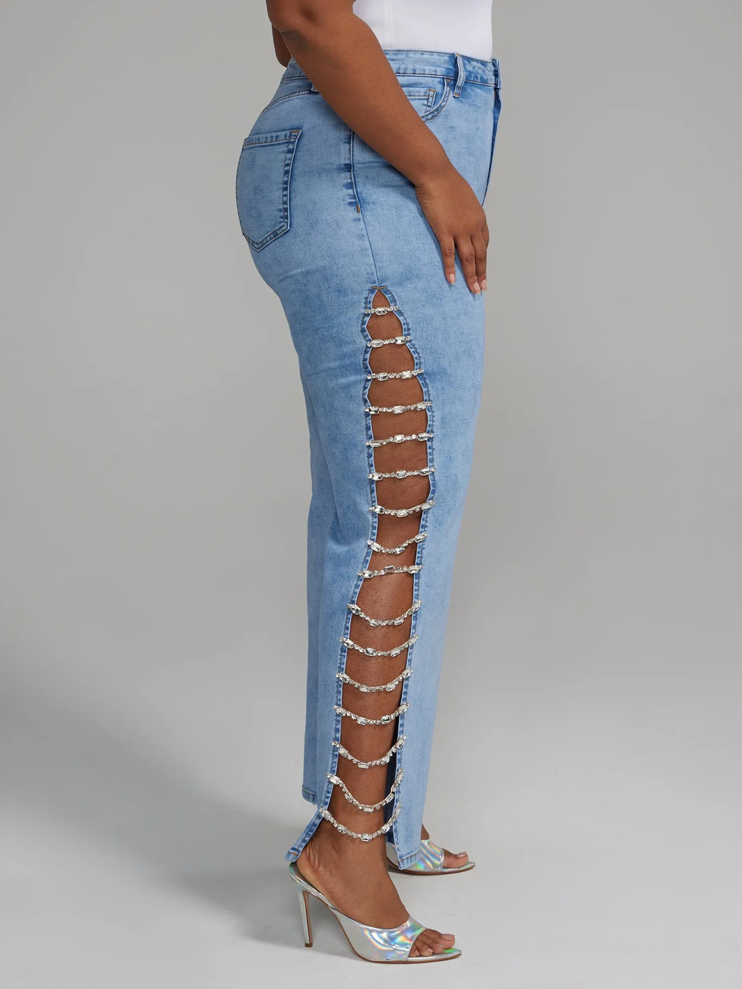 Fashion To Figure - Side Chain Detail Straight Leg Jeans