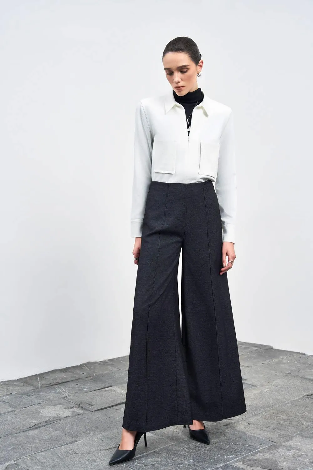 Glory Flared Ribbed Polycotton Floor Length Pants