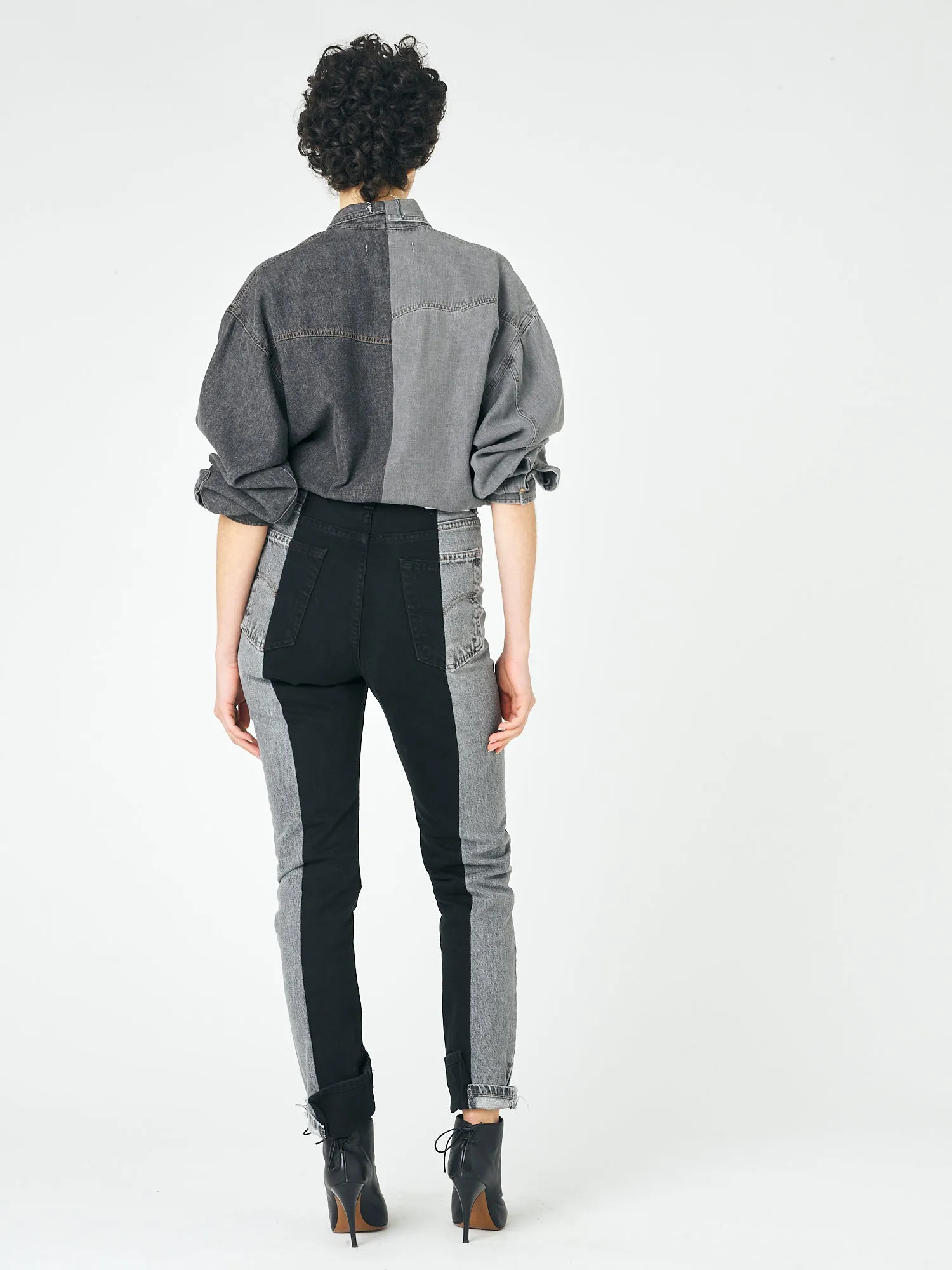 Grey Black Contrast Straight Leg Jean