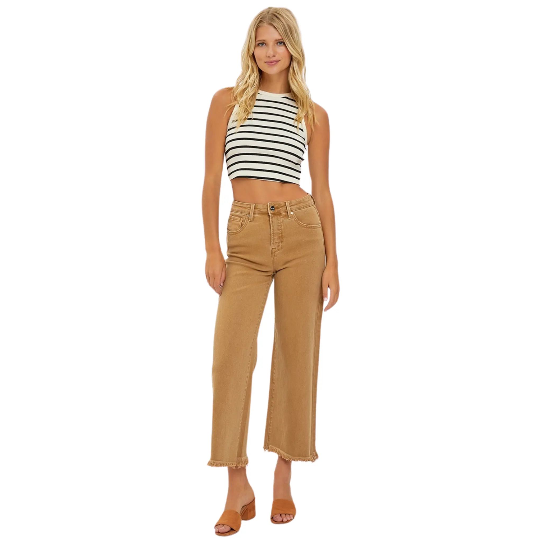 High Rise Cropped Wide Leg Jeans