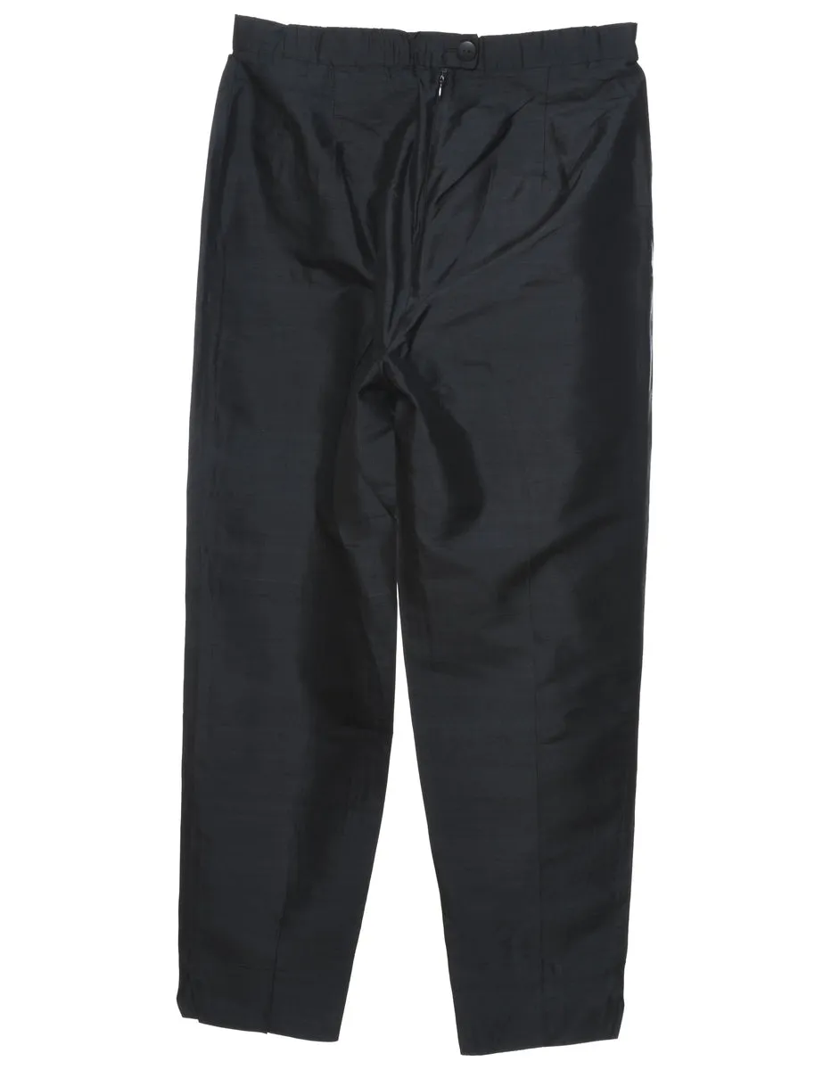 High Waist Black Classic Shiny Trousers - W30 L30