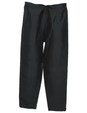 High Waist Black Classic Shiny Trousers - W30 L30