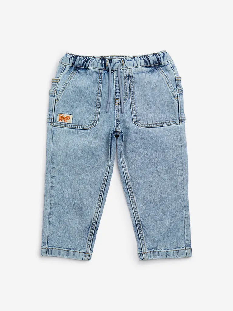 HOP Kids Light Blue Relaxed - Fit Mid - Rise Jeans