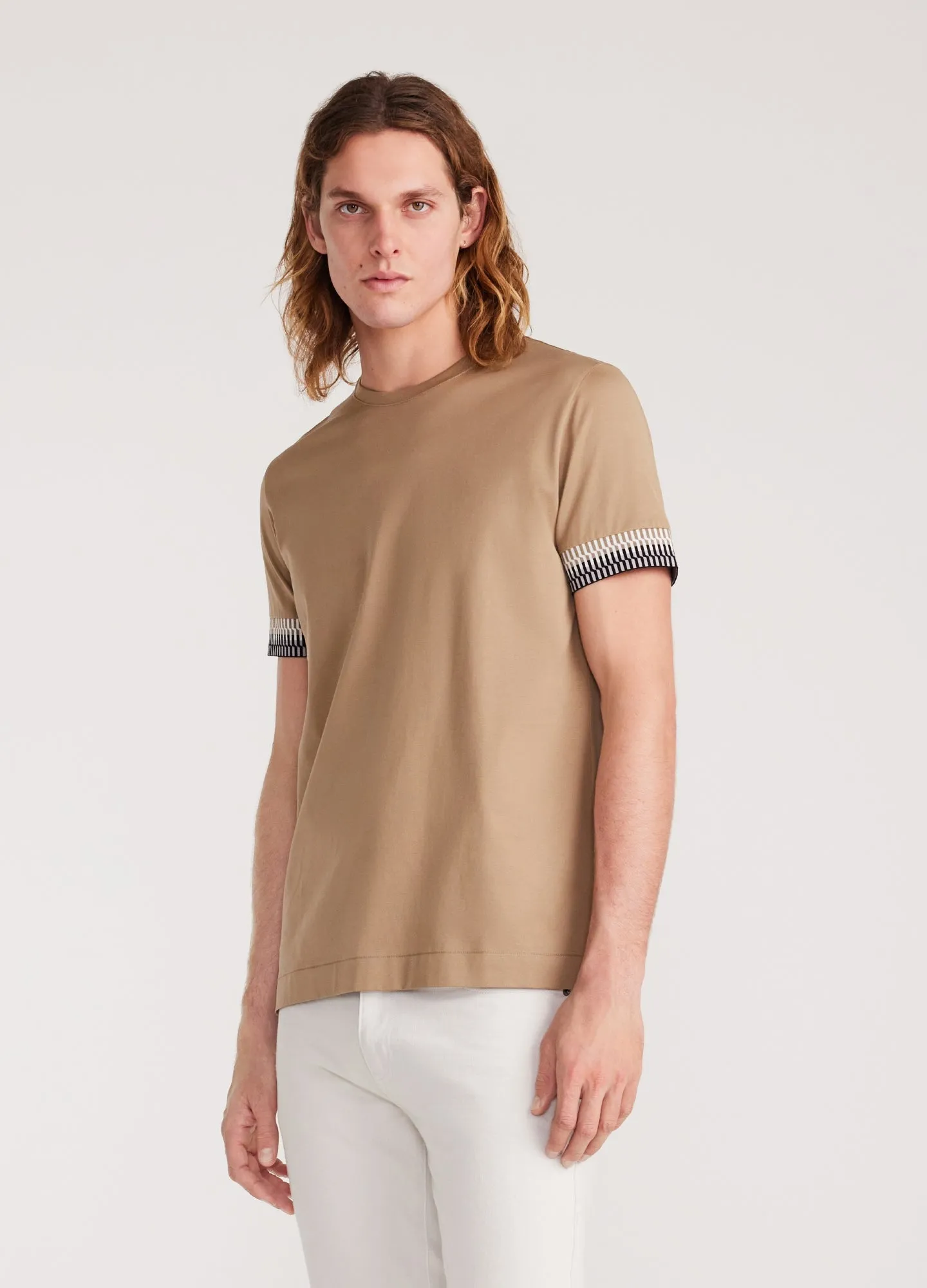 Jacquard Cuff T-shirt Walnut