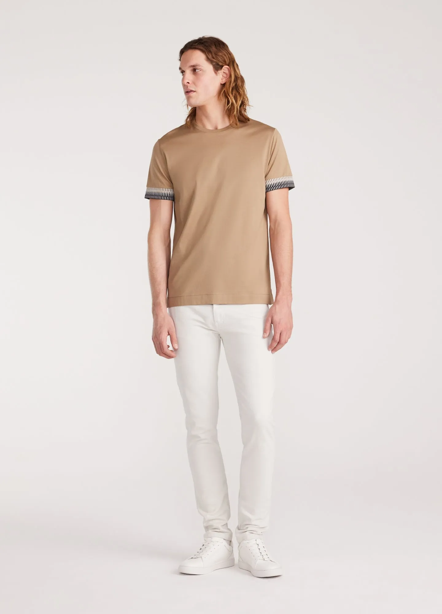 Jacquard Cuff T-shirt Walnut