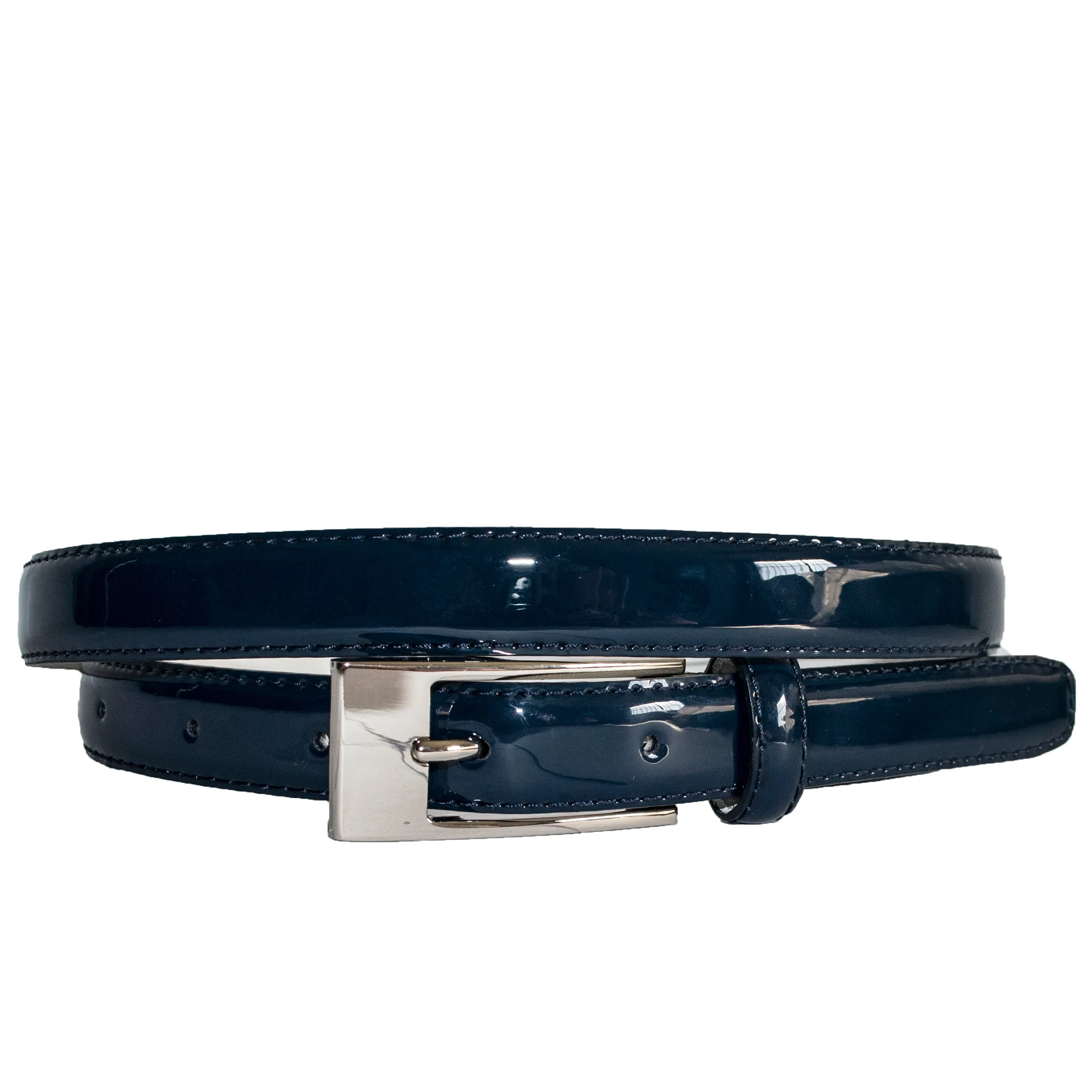 LACEY - Women's Navy Genuine Leather Patent Belt