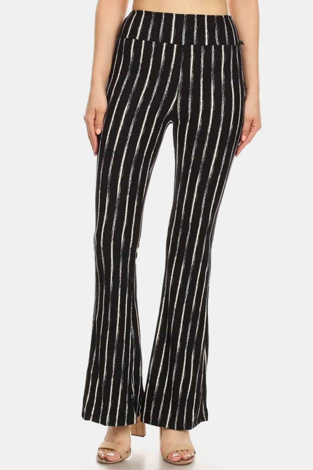 Leggings Depot Striped High Waist Flare Pants