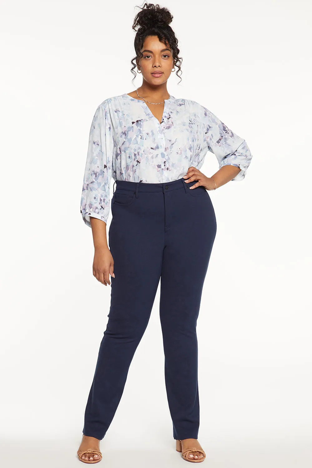 Marilyn Straight Pants In Plus Size - Oxford Navy